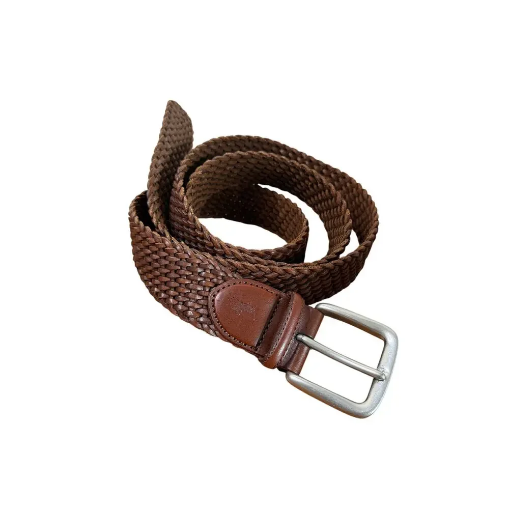 Polo Ralph Lauren Mens Size 50 Brown Braided Woven Leather Belt Big Tall